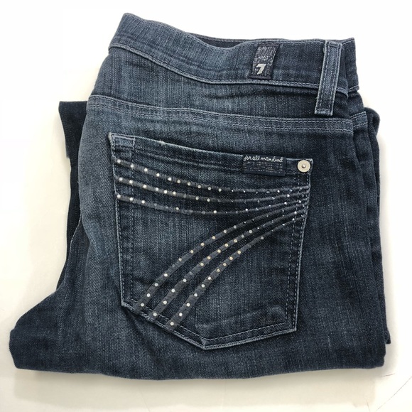 7 For All Mankind Denim - 7FAM Dojo Jeans Jewel Rhinestone Pocket Size 27
